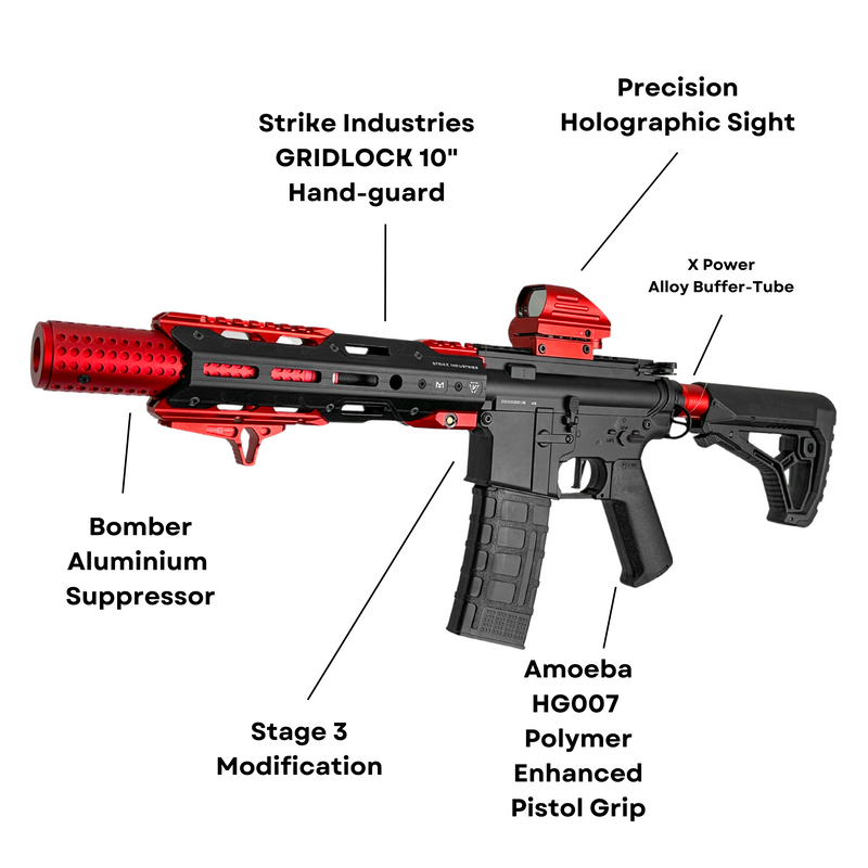 "Rogue Red" Comp Stage 3 GBU Custom - Gel Blaster (Metal)