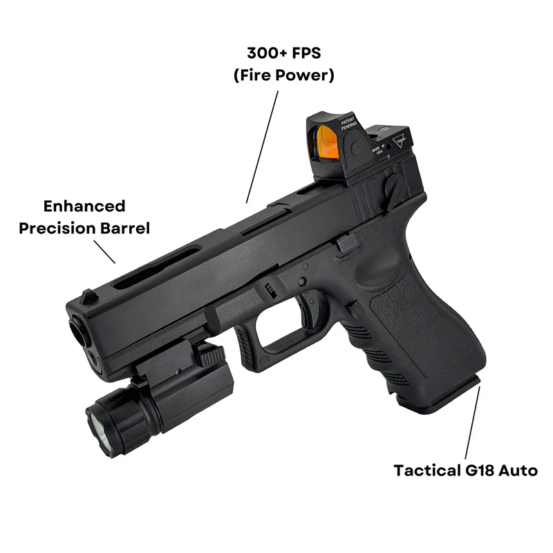 "G18 Auto Tactical" Competition Custom Pistol - Gel Blaster (Metal)