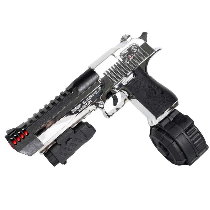 Chrome Silver Desert Eagle Drum Mag Electric Blow Back Pistol - Gel Blaster